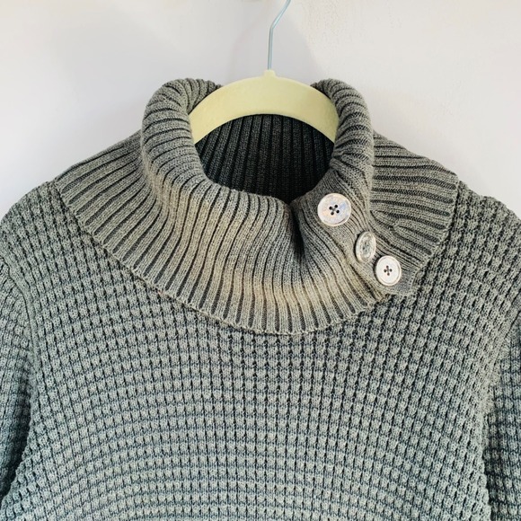 Calvin Klein Olive Green Funnel‎ Neck Sweater – Size M – Waffle Knit Pullover - Picture 8 of 9